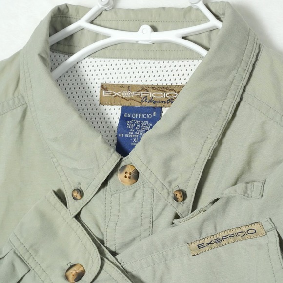 EXOFFICIO Adventure Button Shirt Men's XL Beige Vented Long Sleeve Performance - Picture 1 of 7